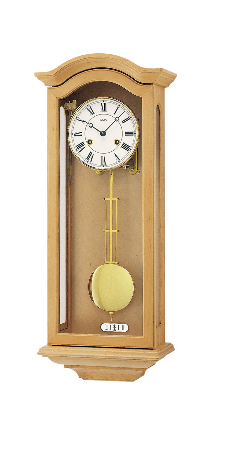 AMS Regulator R696/16 Wanduhr Erle • 14-Tage BimBam Schlagwerk • Massivholzgehäuse Erle
