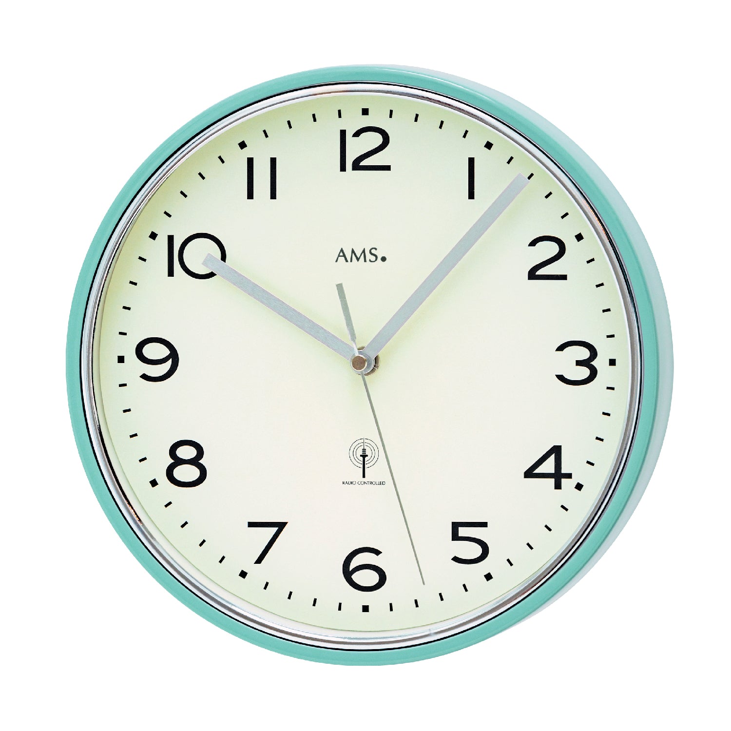 AMS F5508 Wanduhr Silber • Funkwerk • Mineralglas
