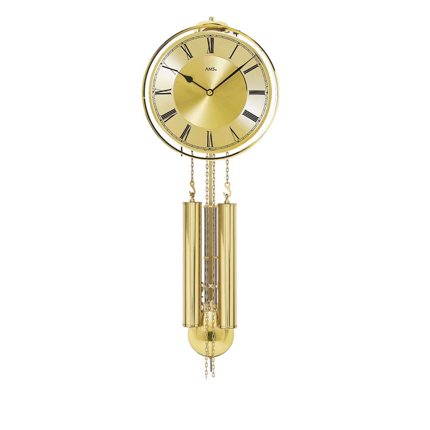 AMS Heimuhr H356 Standuhr Messing • 8-Tage-Schlagwerk auf Glocke • Aluminium-Zifferblatt