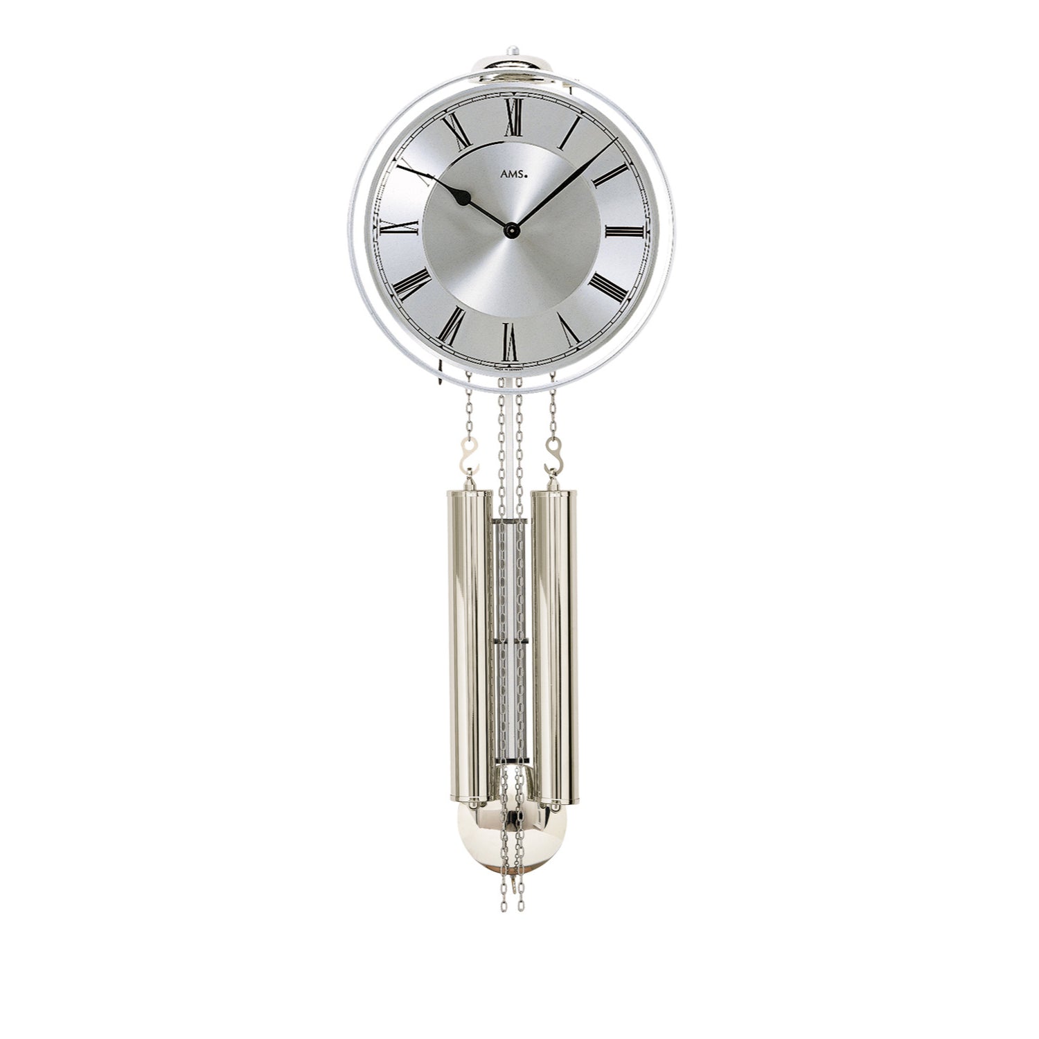 AMS Heimuhr H358 Standuhr Silber • 8-Tage Schlagwerk auf Glocke • Schlagabstellung