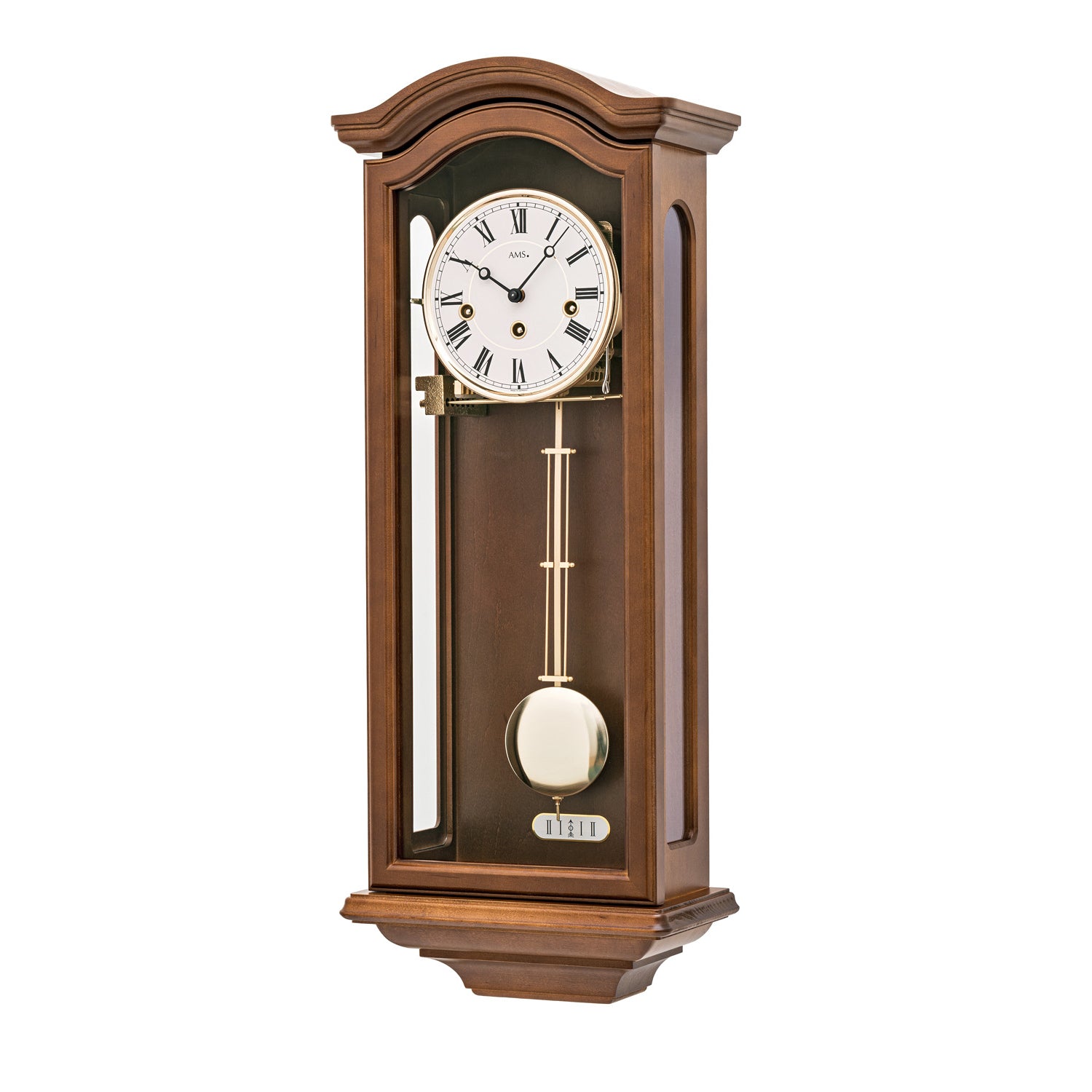 AMS Regulator R2696/1 Wanduhr Nussbaum • Westminster Schlagwerk • 8-Tage-Werk