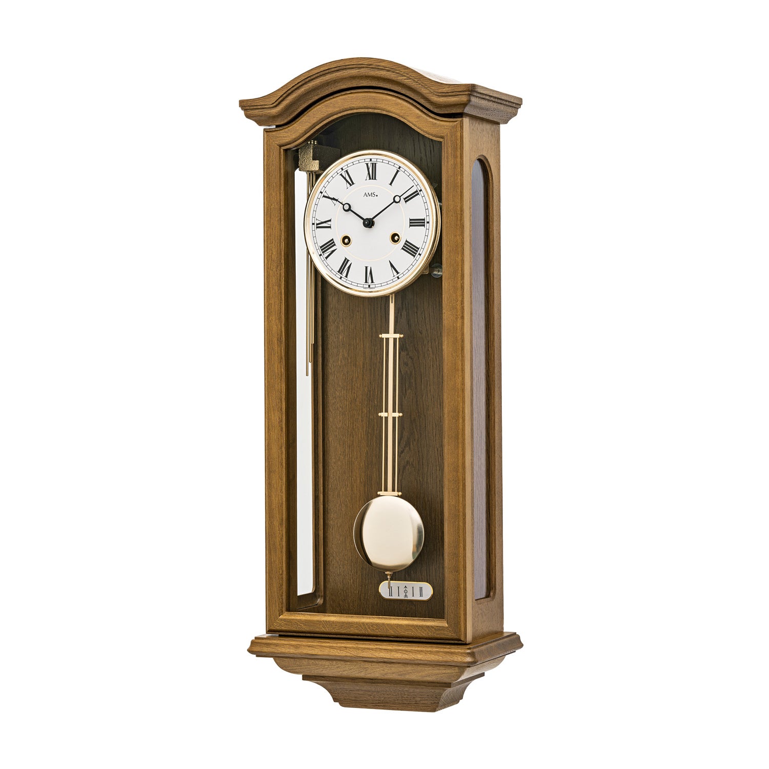 AMS Regulator R696/4 Wanduhr Eiche • 14-Tage BimBam Schlagwerk • Massivholzgehäuse
