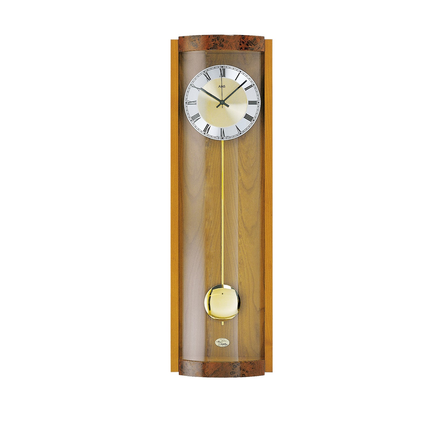 AMS W7087/9 Wanduhr Kirschbaum • Westminster/BimBam Schlagwerk • Quarz-Pendelwerk