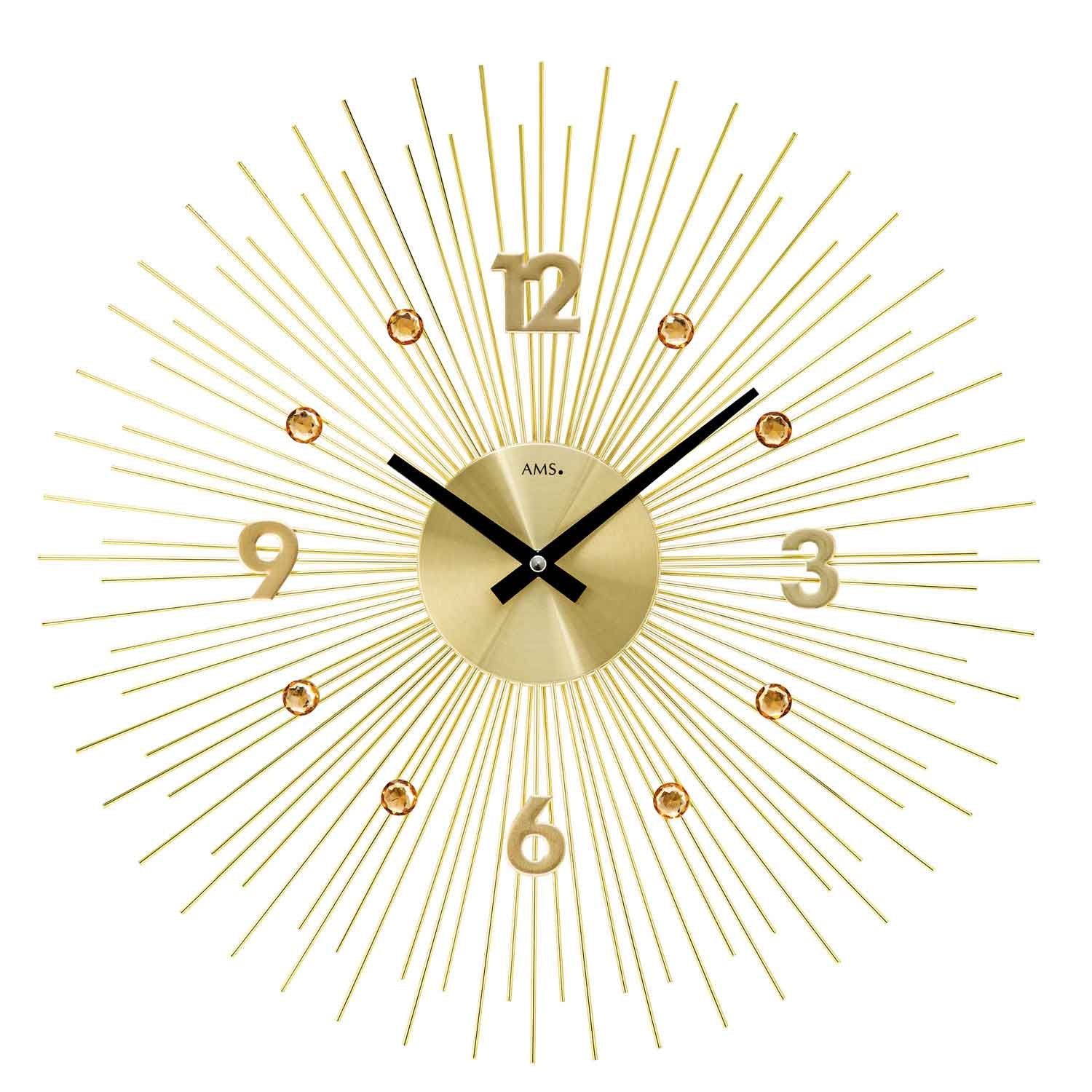 AMS W9611 Wanduhr Gold • Metallgehäuse • Quarzwerk