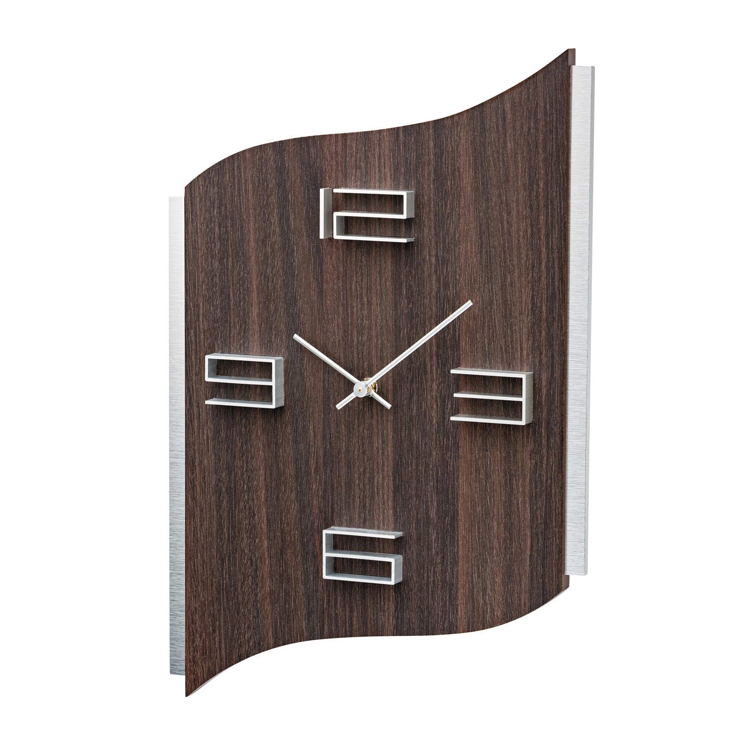 AMS W9612 Wanduhr Braun/Aluminium • Quarzwerk • Aufgelegte Zahlen
