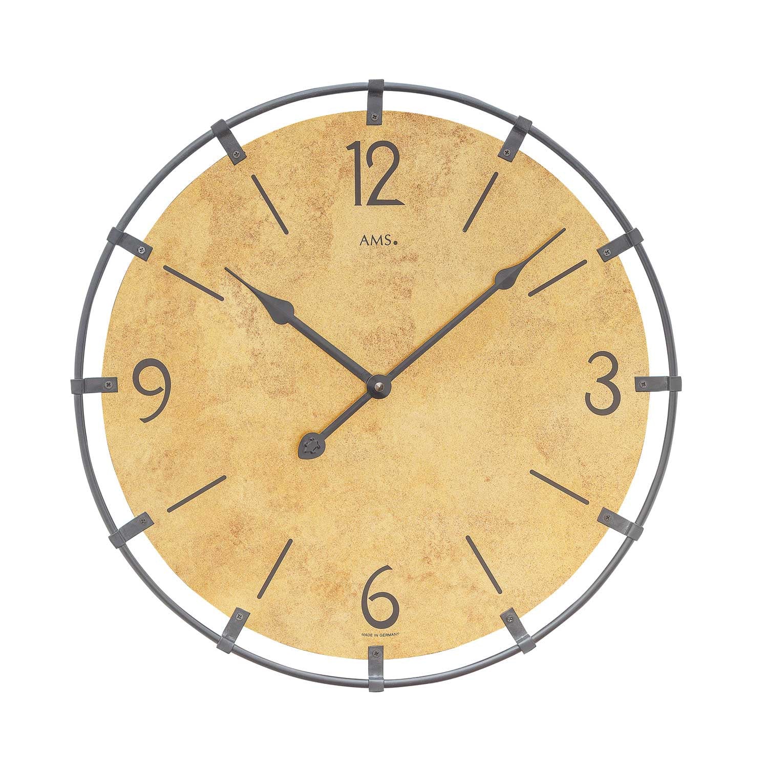 AMS W9616MO Wanduhr Messing Antik • Holzgehäuse • Quarzwerk
