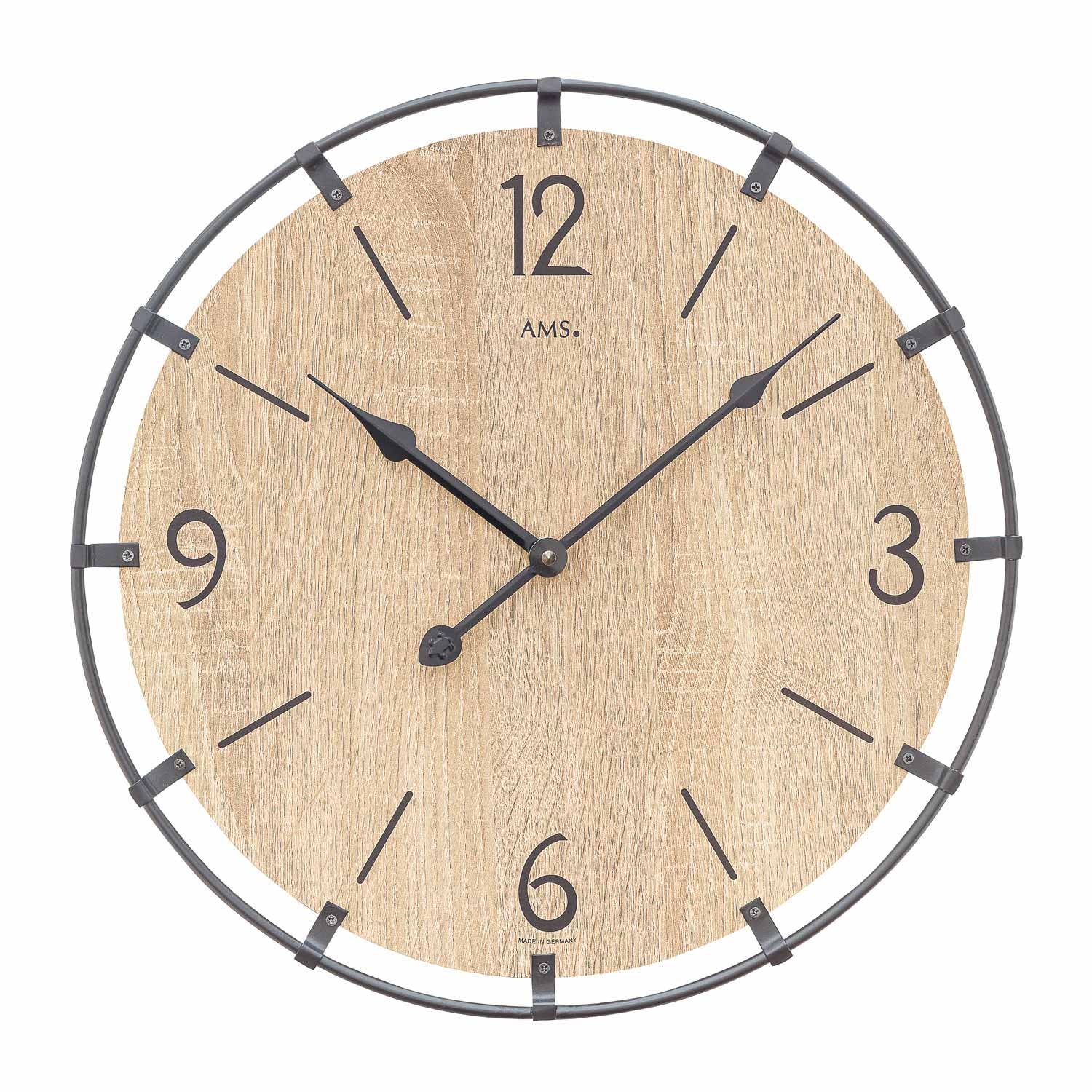 AMS W9616SO Wanduhr Sonoma • Quarzwerk • Holzgehäuse mit Metallring
