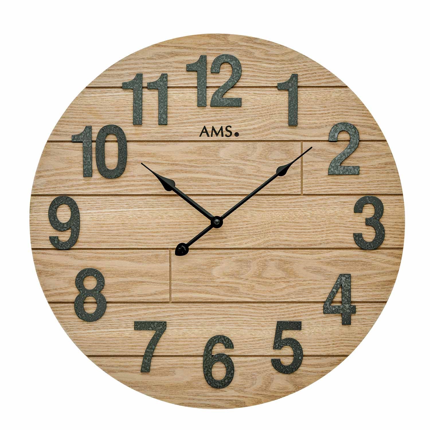 AMS W9617 Wanduhr Holz • Quarzwerk • Aufgelegte Zahlen