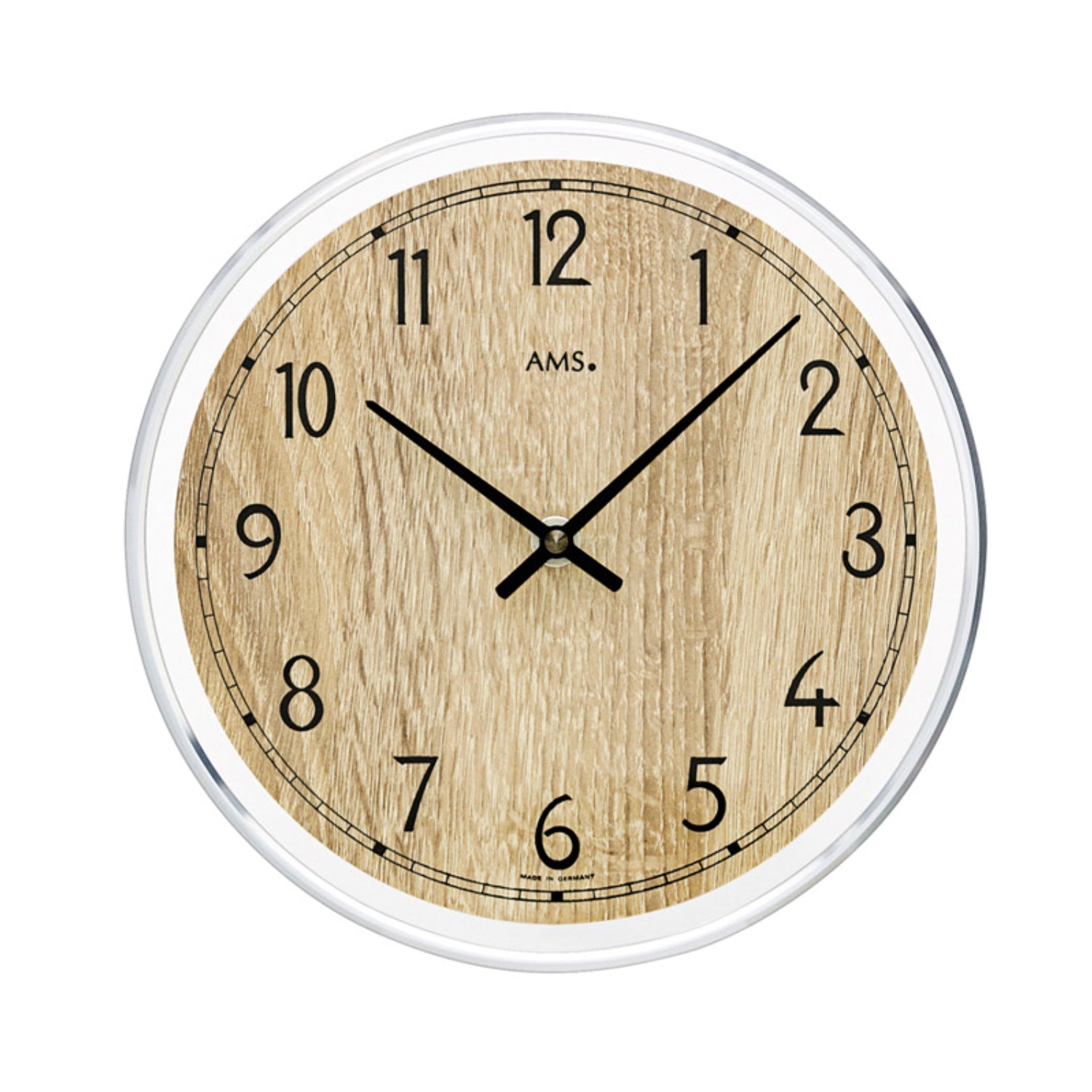 AMS W9631 Wanduhr Sonoma-Eiche • Quarzwerk • Aluminium-Frontreif mit Mineralglas