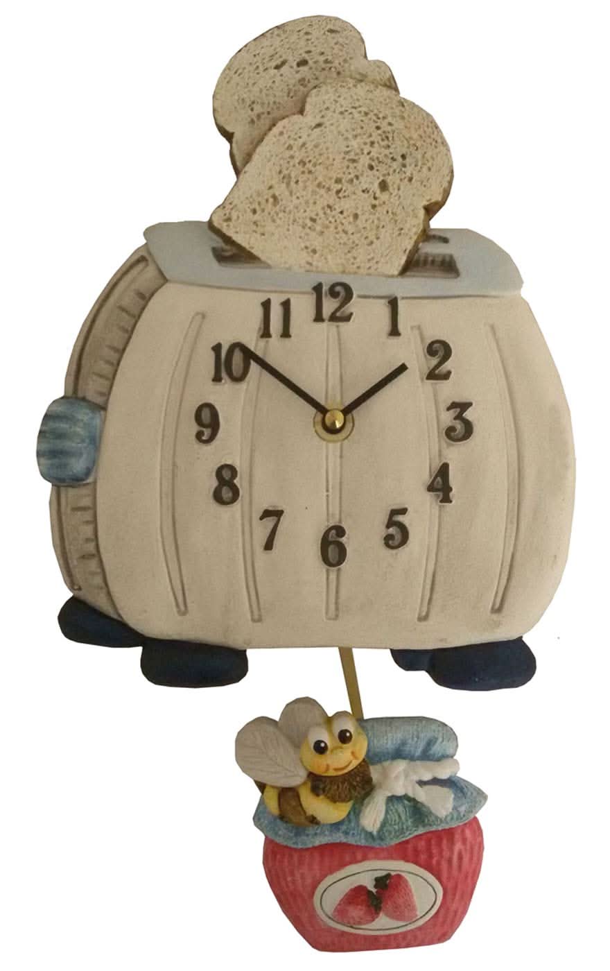 "Reloj de pared de cerámica con caja beige, números arábigos y manecillas doradas, figura colgante"