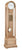 Reloj de pie de madera clara con esfera redonda, varillas de sonido y pomo blanco