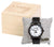 Reloj de madera para hombre con esfera blanca, manecillas negras y correa de madera