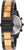 Pulsera de mujer con tapa trasera de acero inoxidable y correa de eslabones de madera, pulsador lateral visible