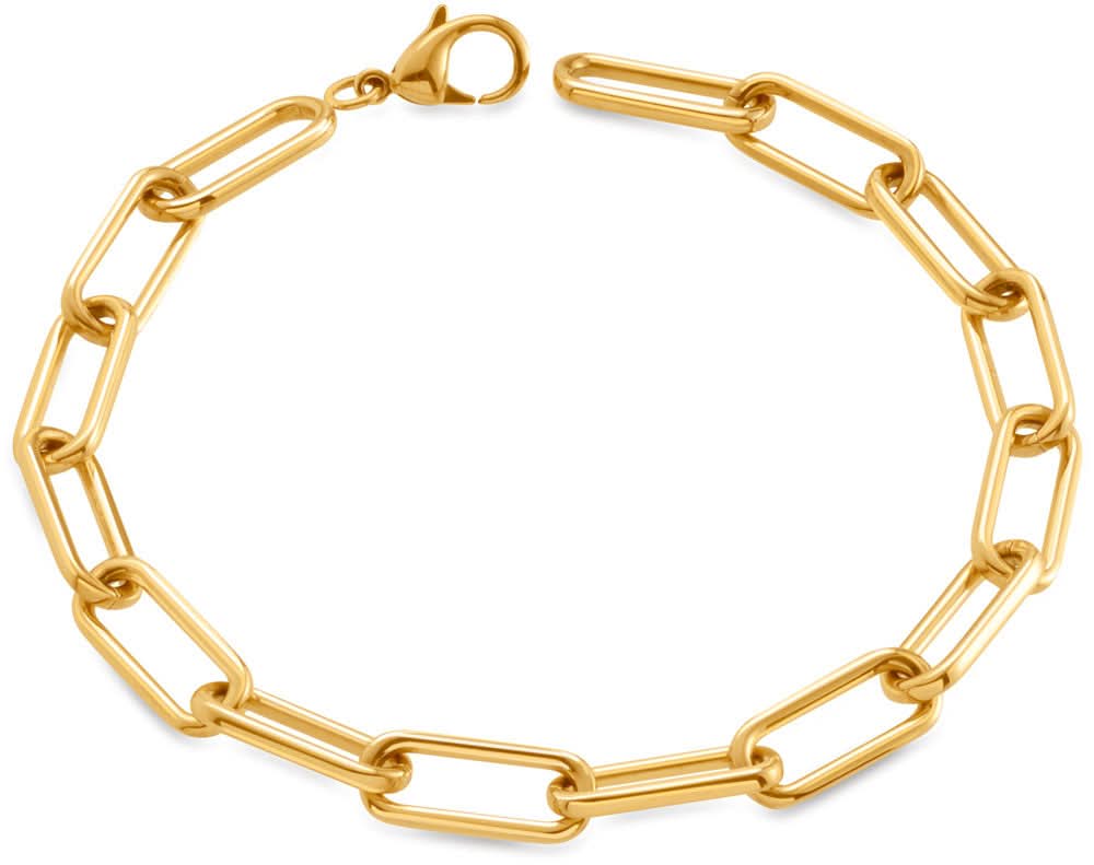 Pulsera dorada con eslabones cuadrados y cierre de mosquetón