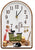 Reloj de pared de cerámica con motivo de cocina, números romanos, forma curva