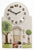 Reloj de pared de cerámica artificial con motivo de casa, números romanos, árbol verde y mecanismo de manecillas negro