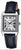 Casio Reloj de Mujer: caja rectangular de acero inoxidable, correa de piel azul oscuro, visualización analógica.