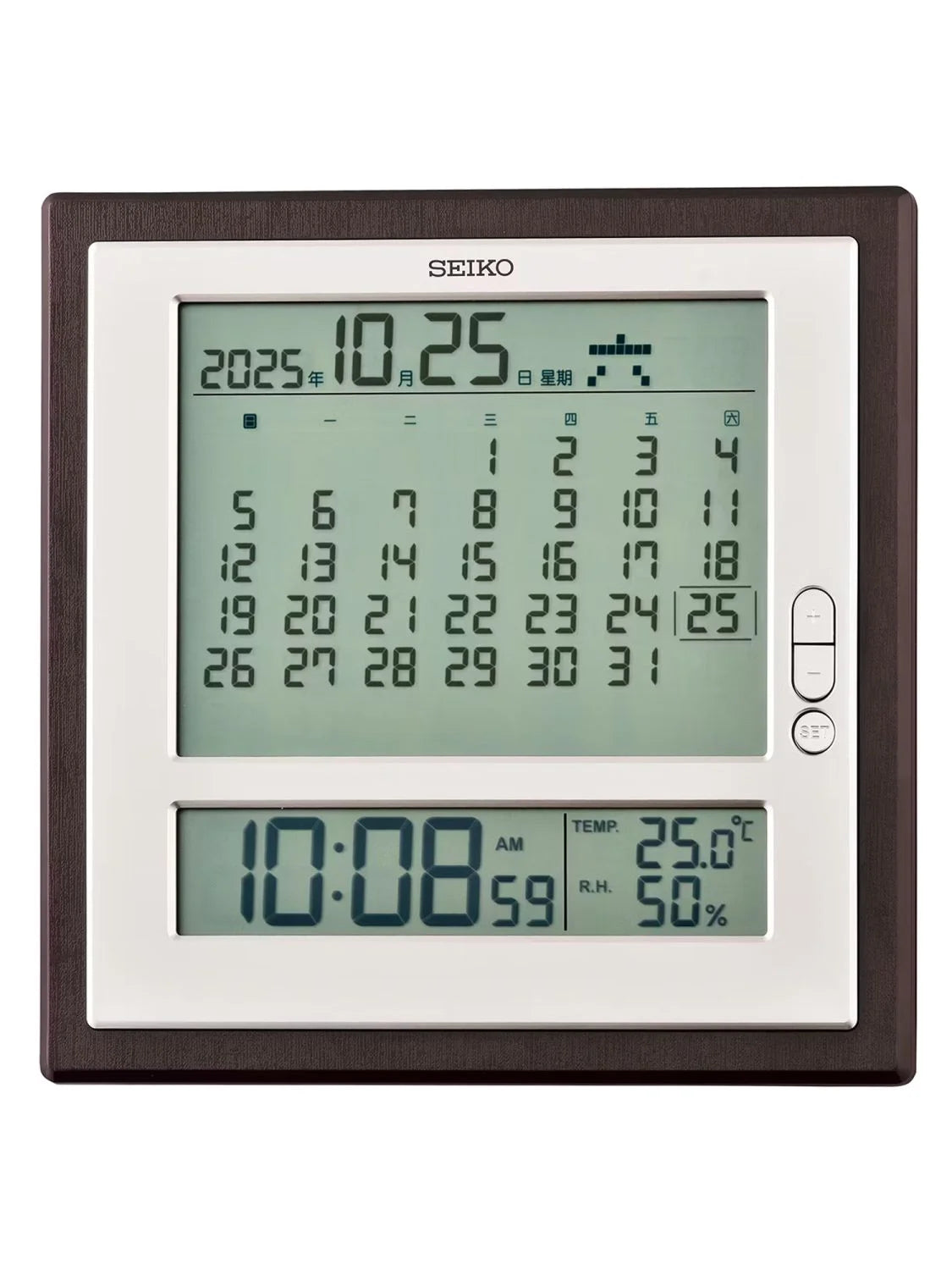 Seiko QHL100B Reloj de Mesa Marrón • Diseño Veta de Madera • Movimiento de Cuarzo Analógico