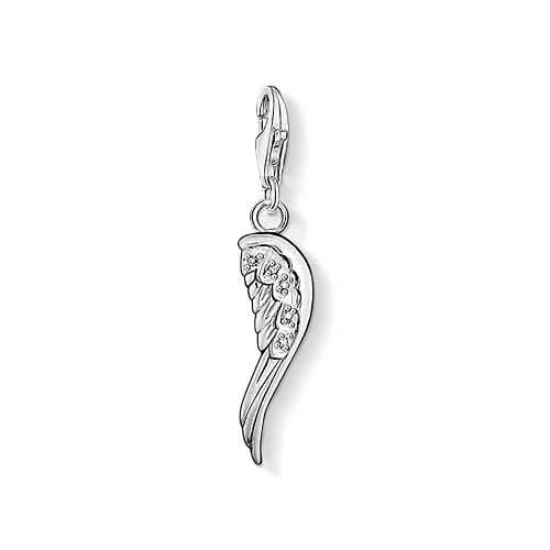 Colgante de ala de ángel de plata de ley 925 con incrustaciones de piedras
