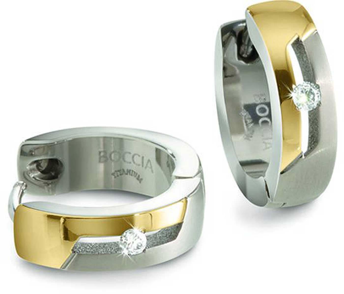 Aro de titanio con diamante, bicolor dorado y plateado