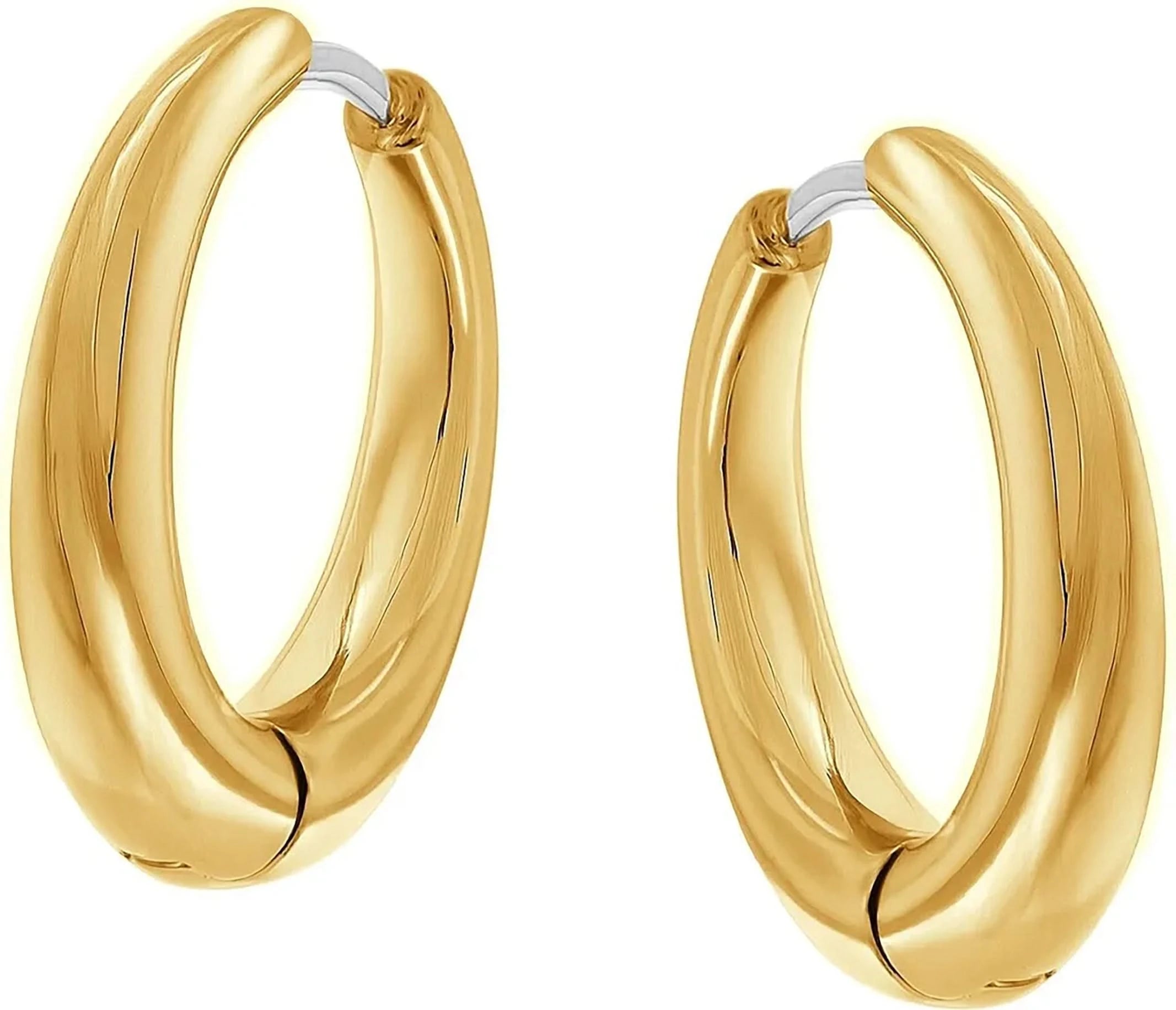 Aros de titanio chapados en oro, cierre de bisagra ovalado con superficie lisa, bisagra visible