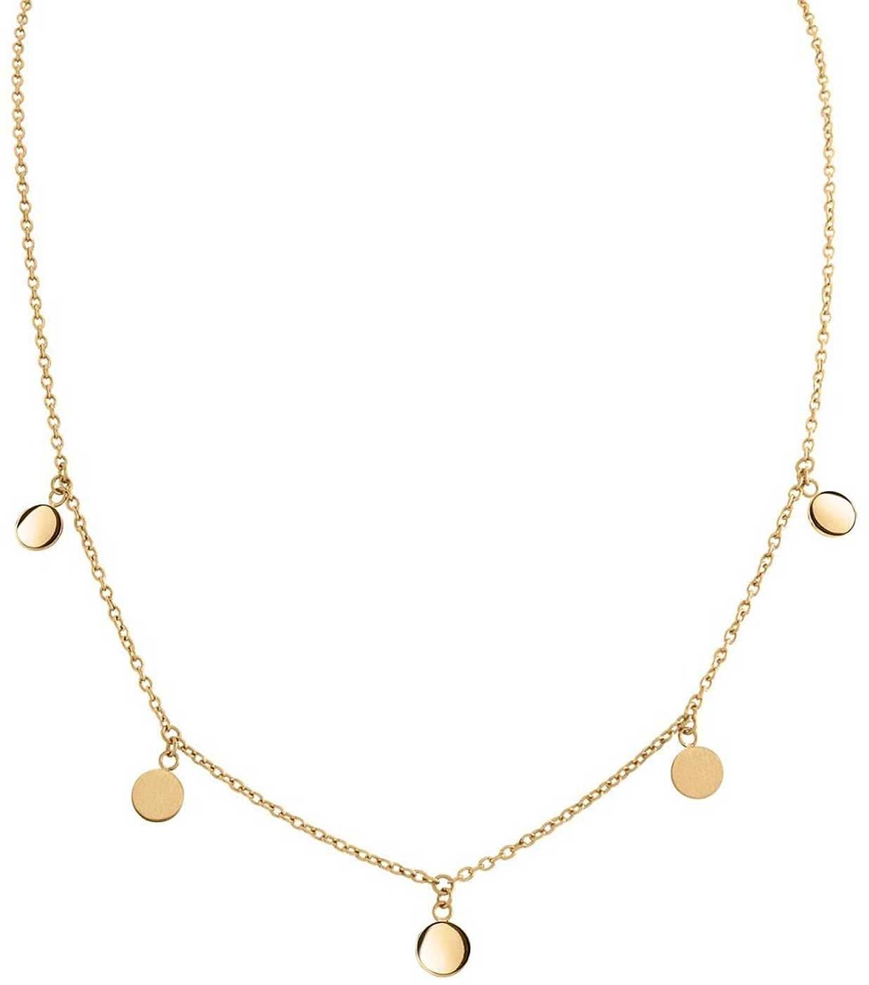 Collar con cinco colgantes de disco dorados en cadena fina de eslabones
