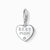 Charm Thomas Sabo de corazón en plata de ley con inscripción "BEST MOM" y motivo de huella de pata.