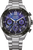 Pulsera de hombre con esfera azul, subesferas de cronógrafo y brazalete de acero inoxidable plateado