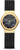 Reloj de mujer con esfera azul oscuro, caja dorada y brazalete milanés negro.