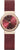 Reloj de mujer con correa milanesa roja, caja en tono oro rosa y esfera burdeos