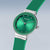 Reloj Bering para mujer con esfera verde y bisel plateado, en brazalete verde