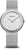 Reloj Bering para mujer: pulsera milanesa plateada, esfera plateada con índices de pedrería