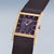 Reloj Bering para mujer con caja rectangular, esfera violeta y corona a la derecha