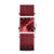 Bering Damenuhr: rotes Metallarmband, rechteckiges Gehäuse, rotes Zifferblatt