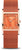 Reloj de mujer con caja rectangular, esfera naranja y brazalete Milanesa.