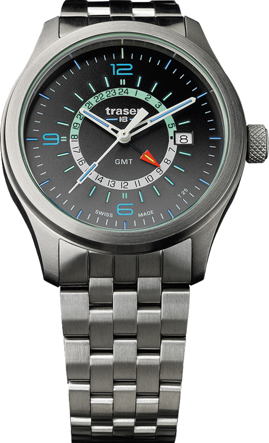 Traser H3 P59 Aurora GMT 107232 Herrenuhr Anthrazit • Trigalight Selbstleuchttechnologie • GMT-Funktion