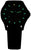 Pulsera para hombre con esfera oscura e índices de hora luminosos en verde.