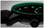 Vista lateral de un reloj para hombre: caja negra con manecillas luminosas verdes