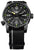 Reloj de hombre con esfera negra, marcadores luminosos verdes y correa textil negra