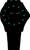 Esfera de reloj de pulsera con índices y agujas luminiscentes verdes.