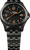 Reloj de pulsera redondo con correa de metal oscuro y números luminosos, aspecto Trigalight
