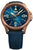 Reloj de hombre en color bronce con esfera azul, correa de cuero y visualización automática