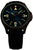 Reloj negro para hombre con marcadores luminosos verdes, automático y correa de silicona negra