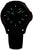 Reloj negro para hombre con esfera oscurecida y números/índices luminosos verdes