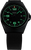 Pulsera de hombre con esfera negra, detalles negros y correa de malla, marcadores luminosos verdes