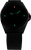 Pulsera de hombre con caja redonda negra, correa de malla y manecillas luminosas verdes