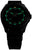 Reloj de hombre, bisel y esfera negros con marcadores luminosos verdes