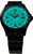 Reloj de hombre con esfera turquesa, números luminosos, brazalete de metal negro