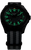 Pulsera de hombre con caja oscura, correa de nailon negra y números verdes luminosos