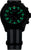 Cronógrafo para hombre con esfera luminosa verde, caja negra, correa textil gris oscuro